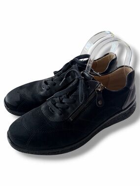 Hartjes Rap Shoes Schwarz Black Nubuck Zip Side Lace UK Size 7 US 9.5